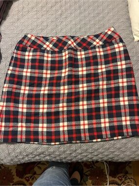Talbots Red, Navy & White Plaid Mini Skirt